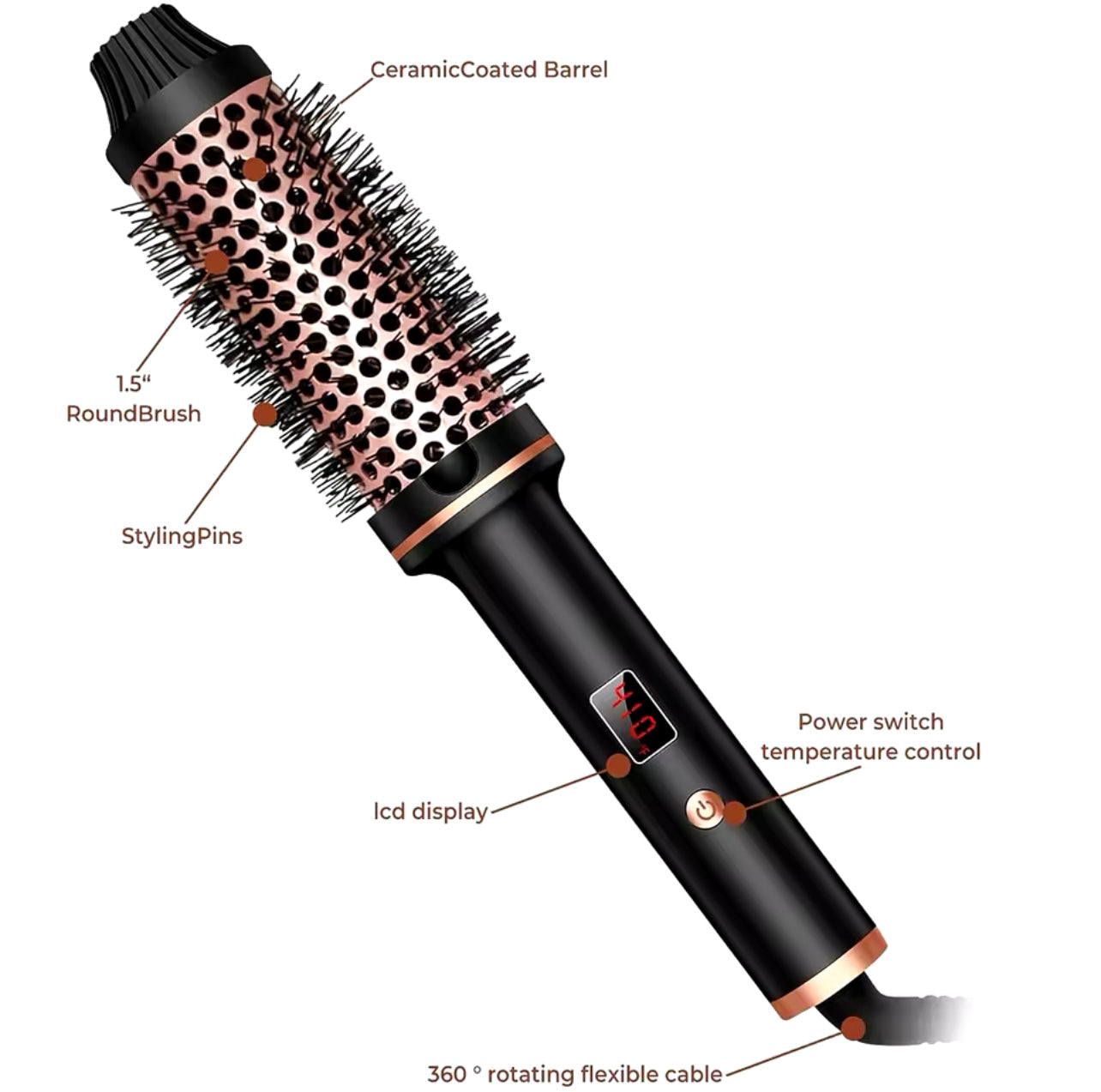 StylePro Thermal Brush: All-in-One 1.5-Inch Heated Curling & Volumizing Brush